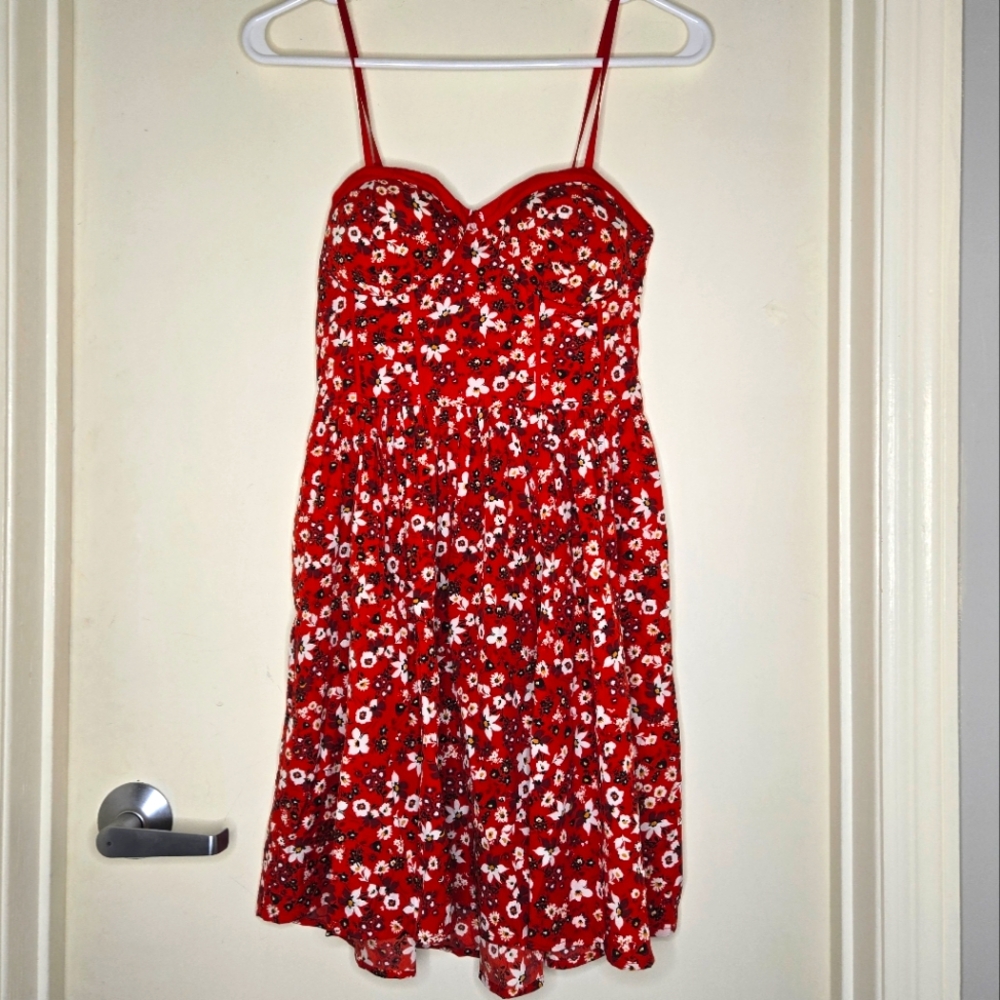 NWT Band of Gypsies red  floral print mini dress